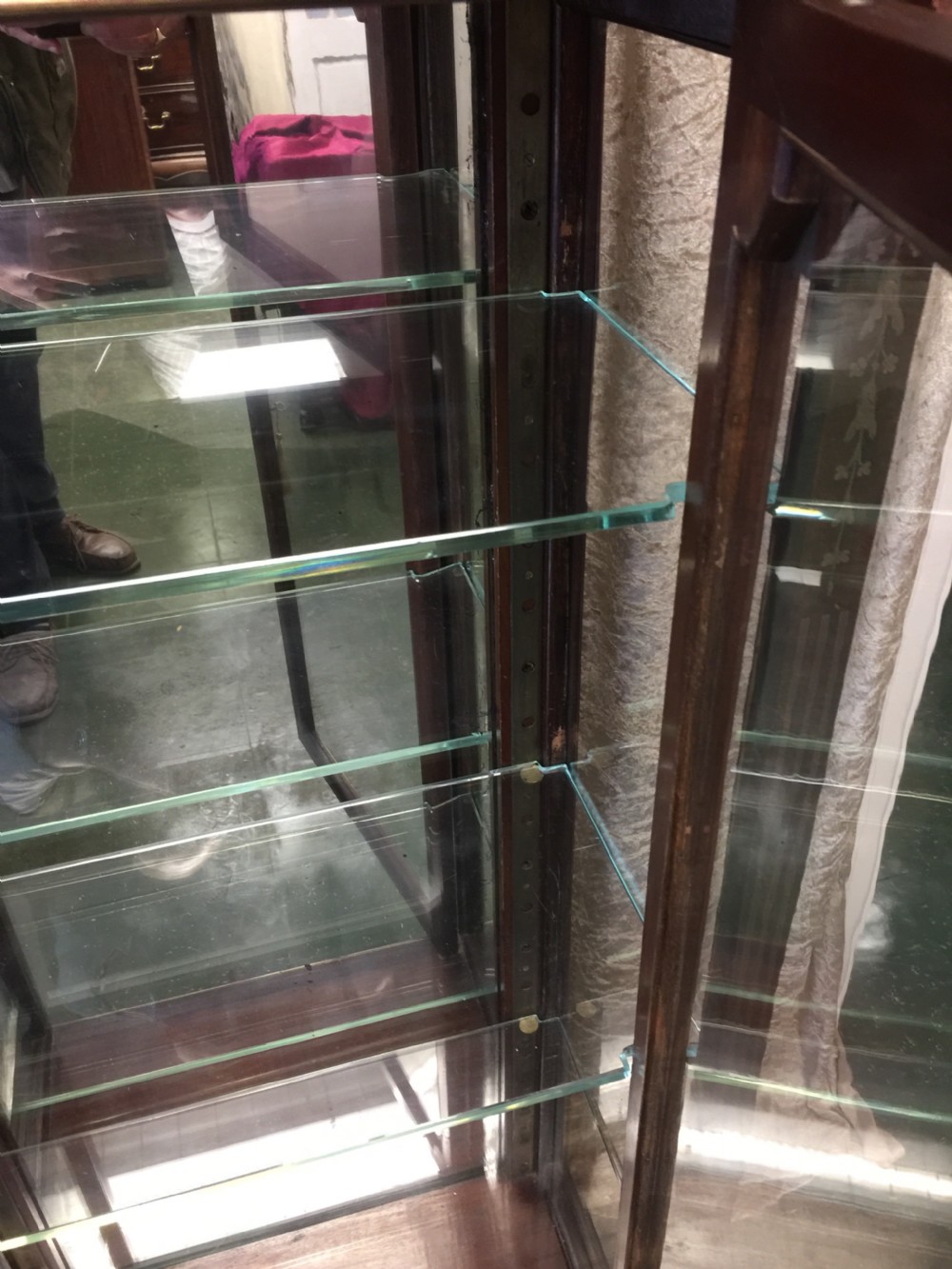 Nineteenth century mahogany brass inlaid pier display cabinet View XII