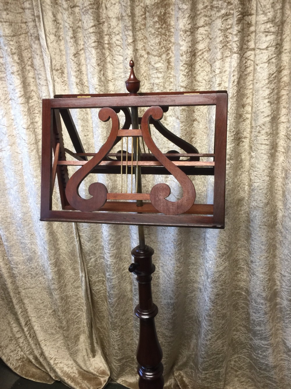 Nineteenth century mahogany adjustable two sided music stand  View III