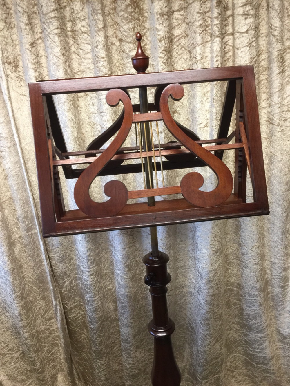 Nineteenth century mahogany adjustable two sided music stand  View V