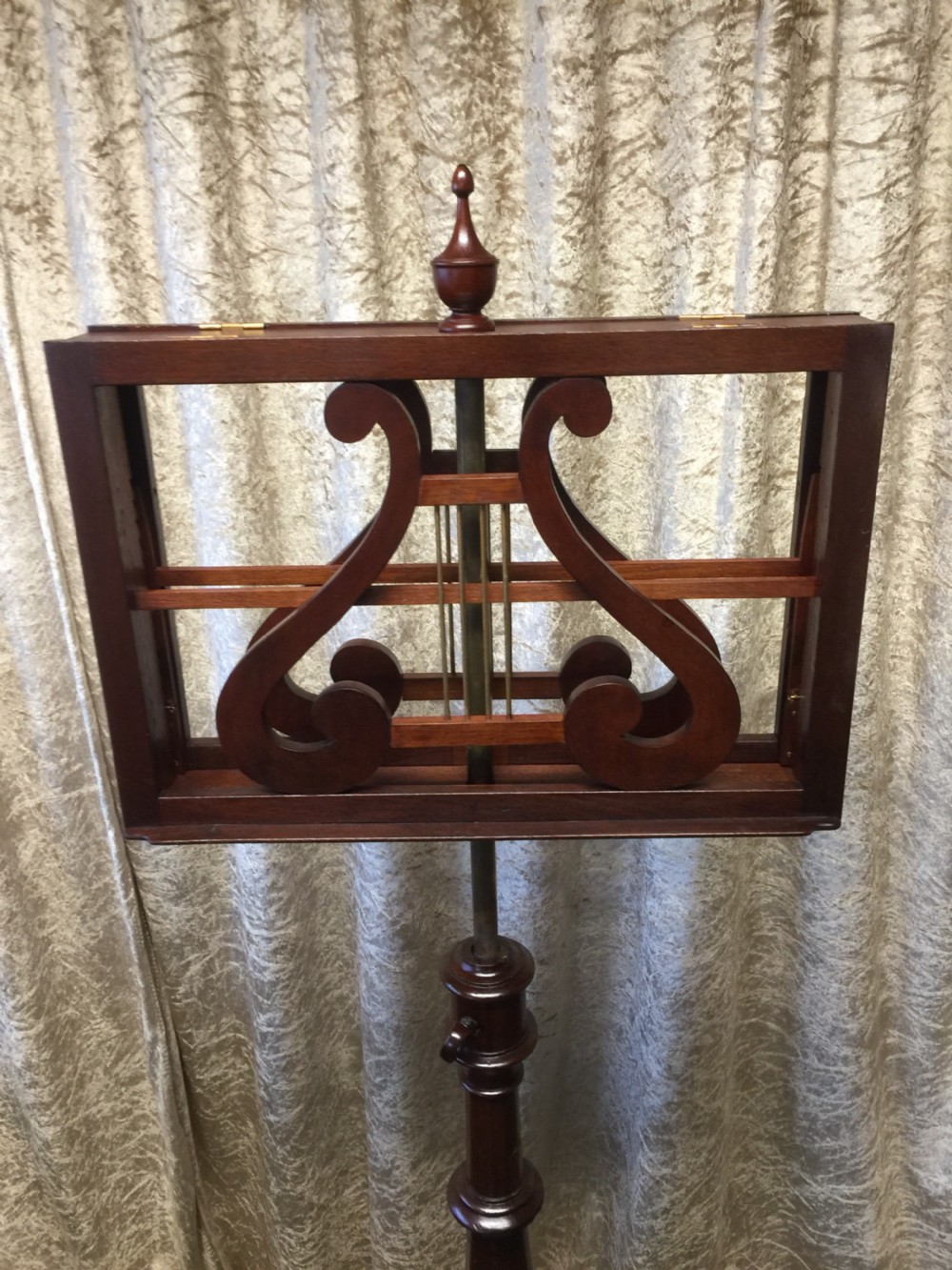 Nineteenth century mahogany adjustable two sided music stand  View X