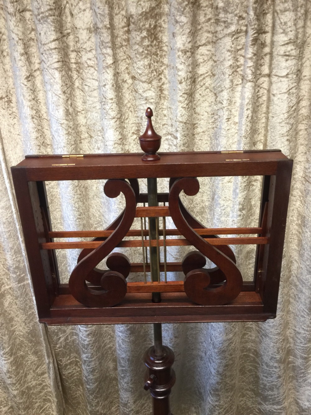 Nineteenth century mahogany adjustable two sided music stand  View XII