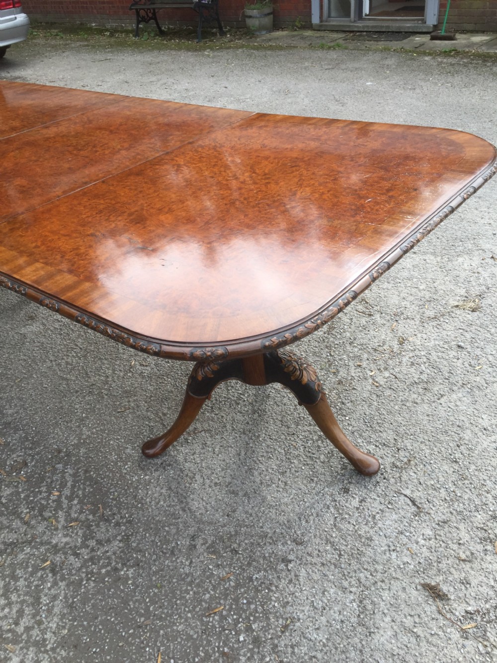 14 seater burr walnut three pillar dining table -13 feet long  View VI