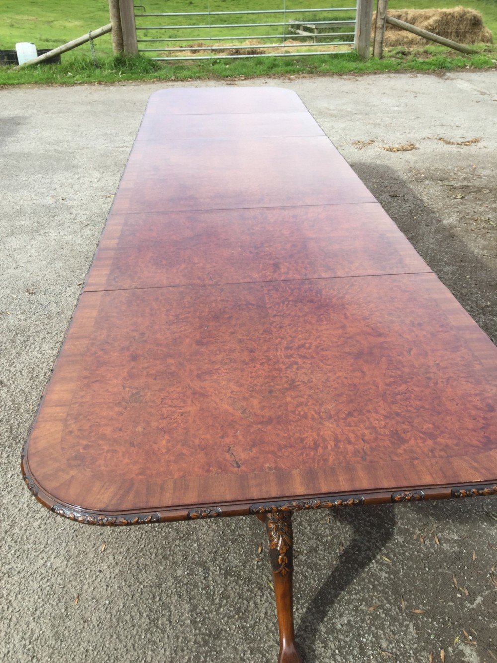14 seater burr walnut three pillar dining table -13 feet long  View X
