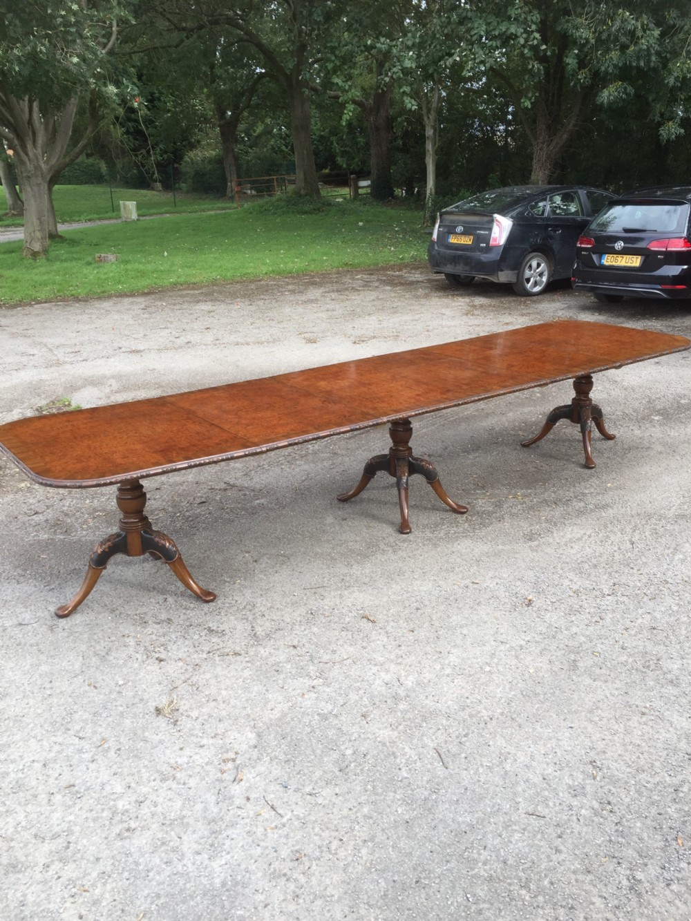 14 seater burr walnut three pillar dining table -13 feet long  View XIII