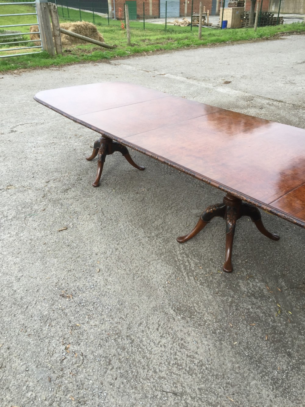14 seater burr walnut three pillar dining table -13 feet long  View XVI