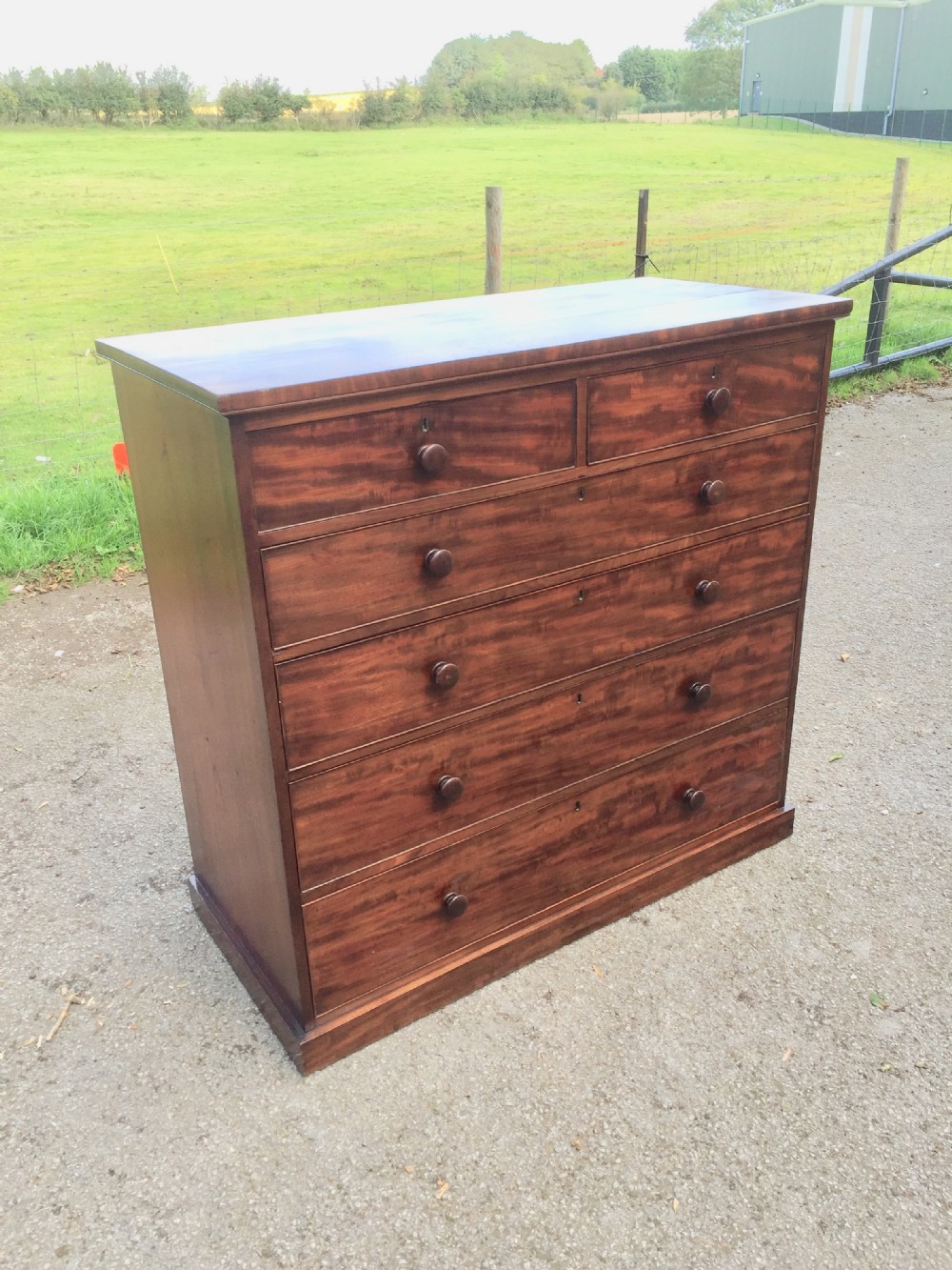 Nineteenth century flame mahogany five height chest of drawers 