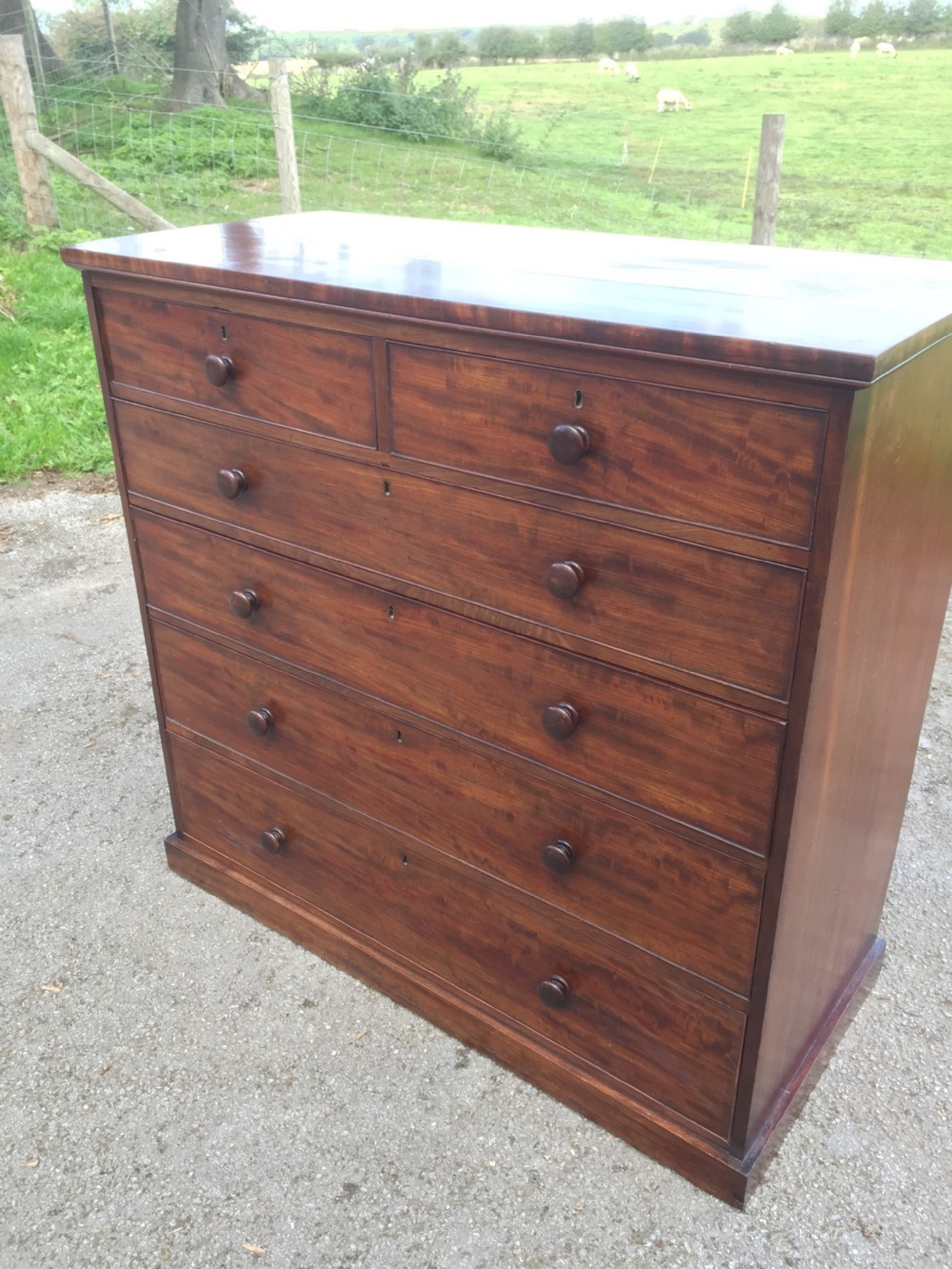 Nineteenth century flame mahogany five height chest of drawers  View VI