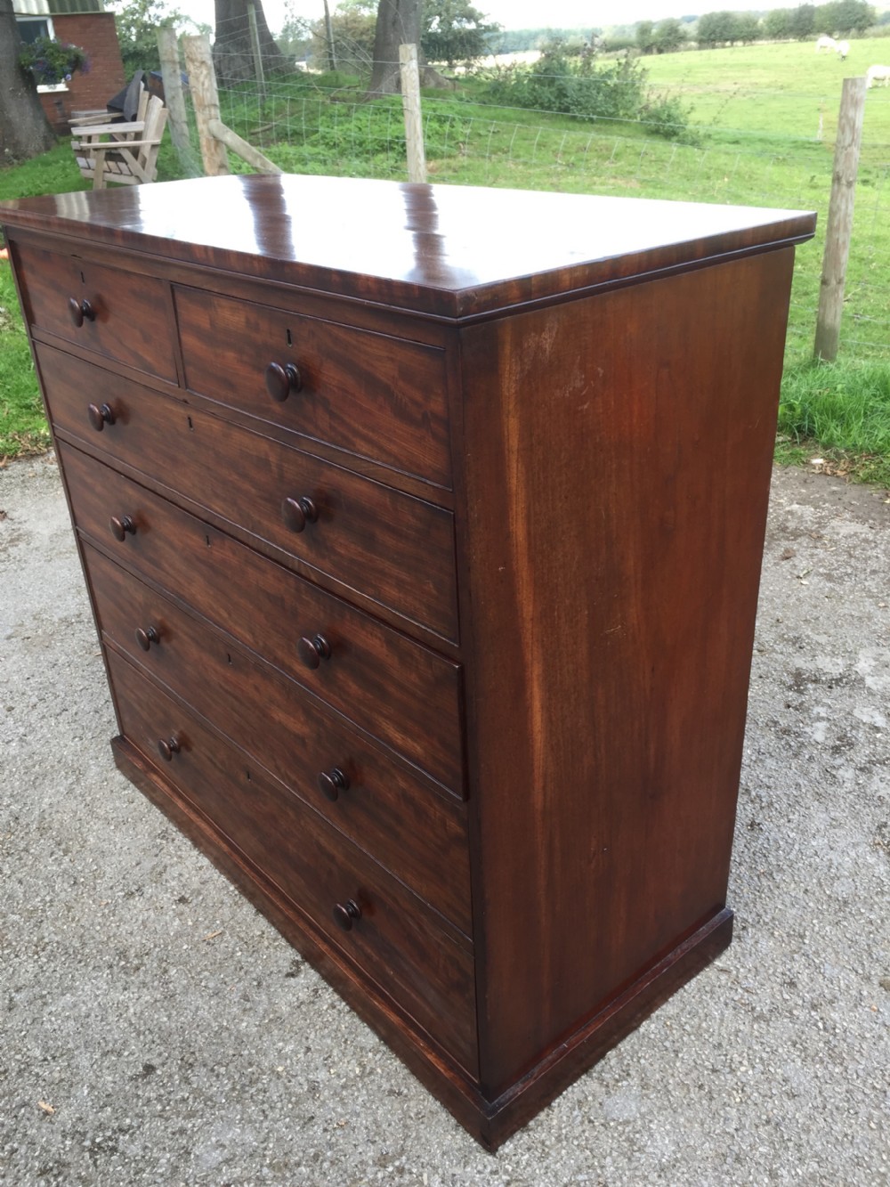 Nineteenth century flame mahogany five height chest of drawers  View VII