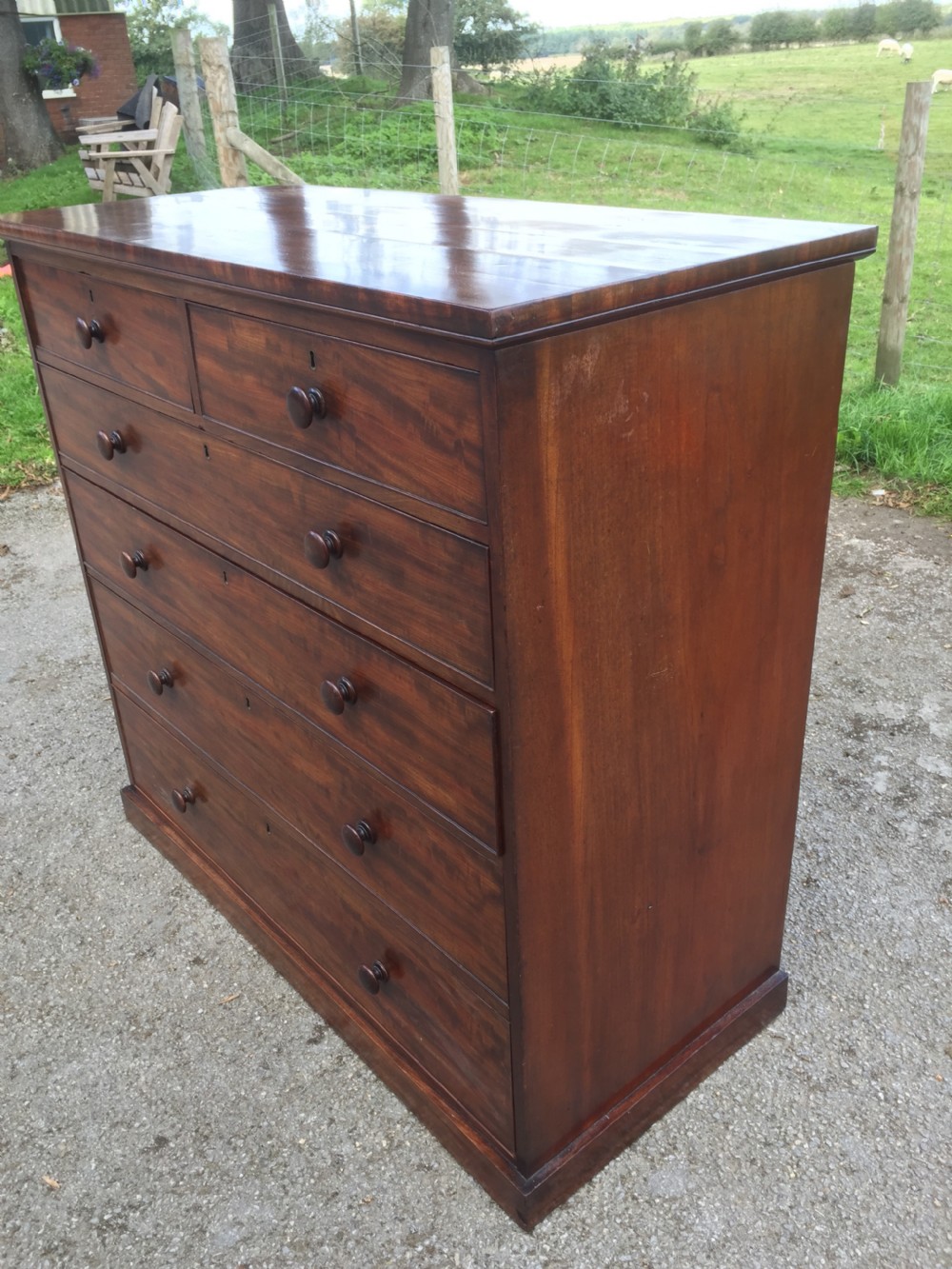 Nineteenth century flame mahogany five height chest of drawers  View VIII