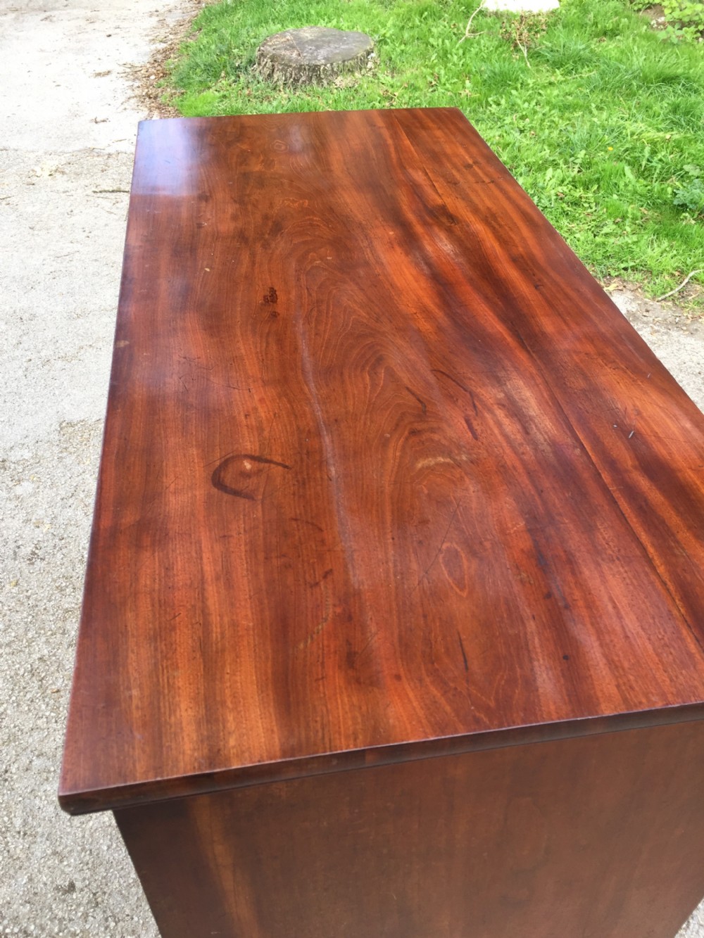 Nineteenth century flame mahogany five height chest of drawers  View XII