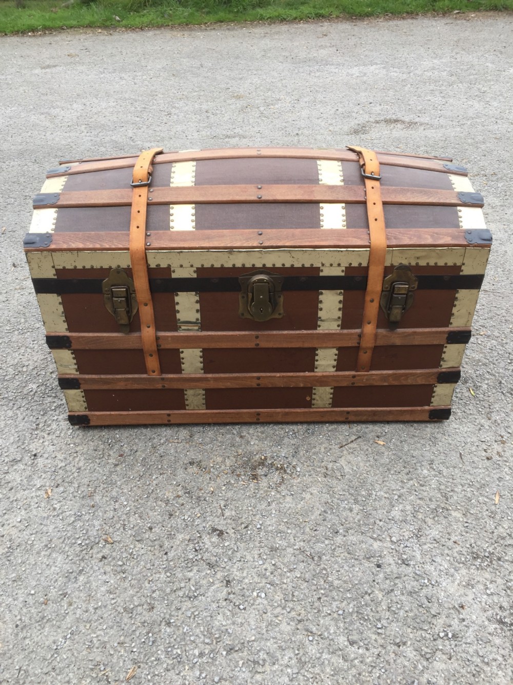 Edwardian dome topped trunk in excellent condition View II