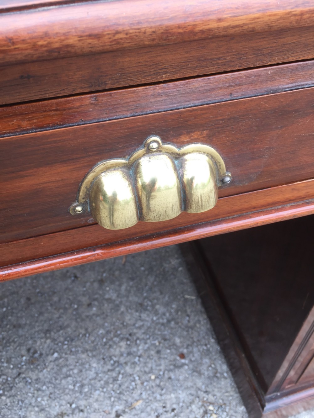 Nineteenth century mahogany partners desk by Richardson of Leeds  View V
