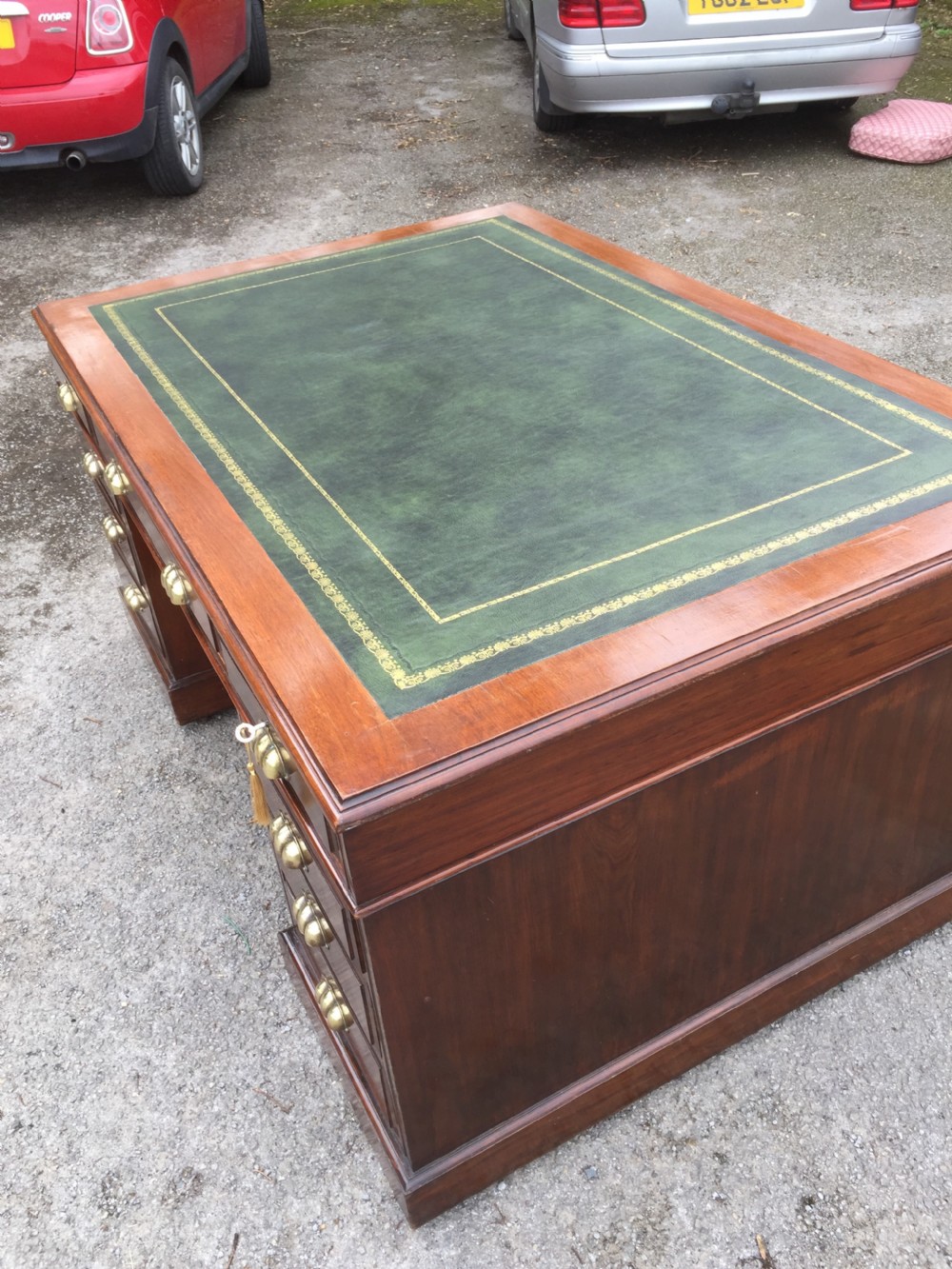 Nineteenth century mahogany partners desk by Richardson of Leeds  View VI