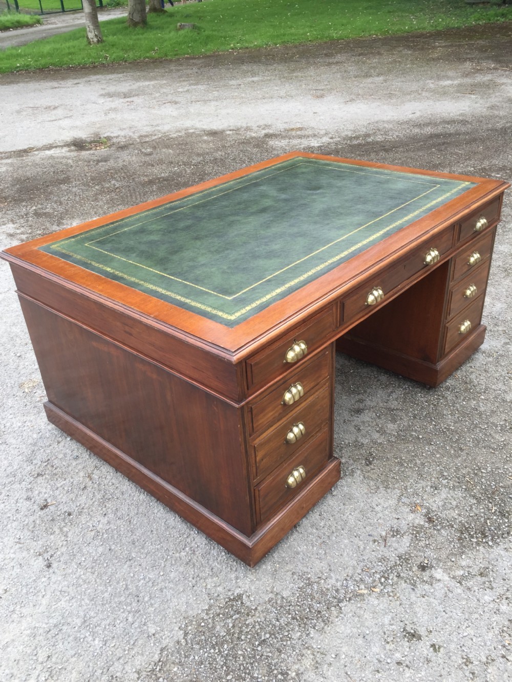 Nineteenth century mahogany partners desk by Richardson of Leeds  View VII