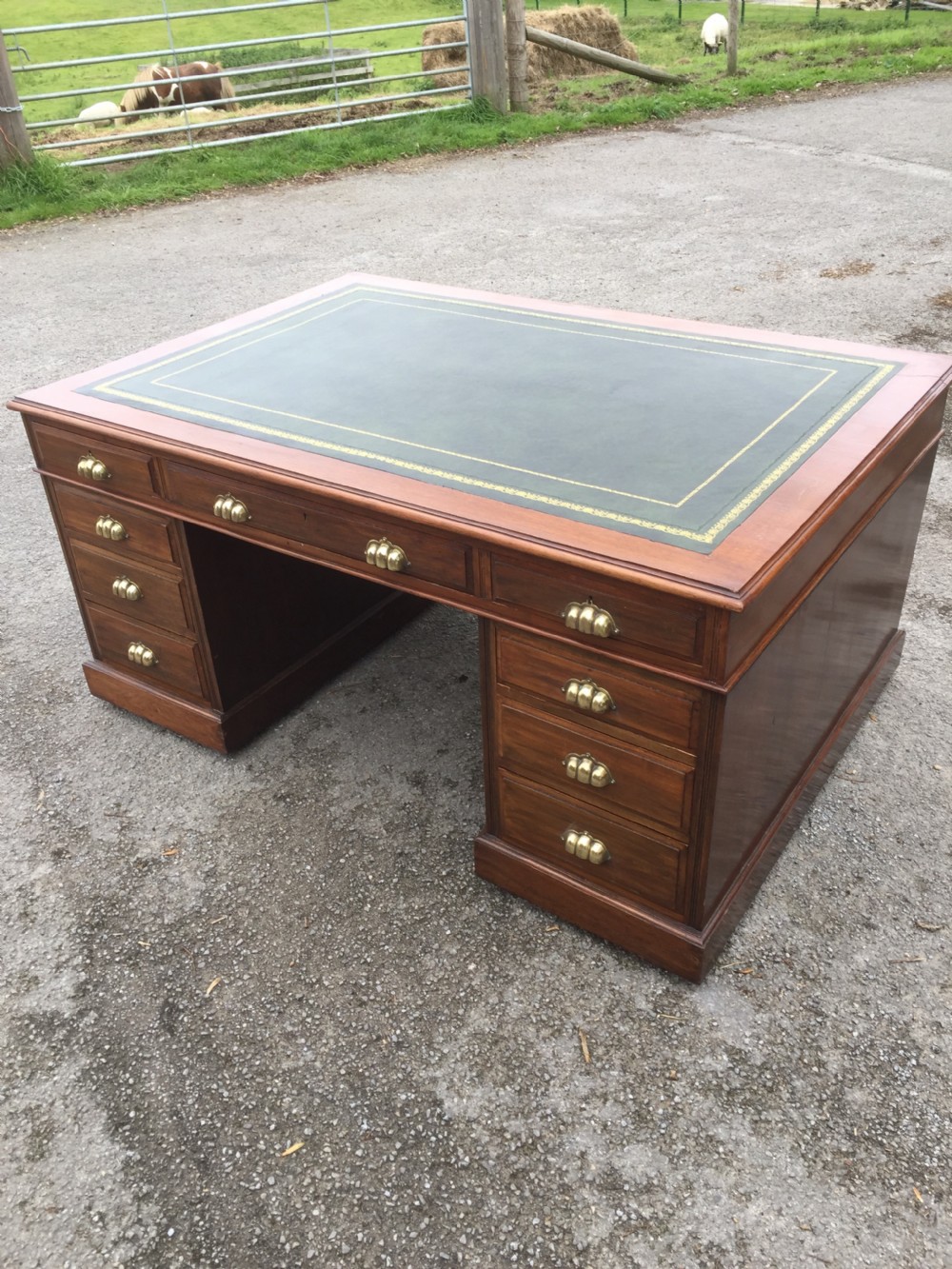 Nineteenth century mahogany partners desk by Richardson of Leeds  View VIII