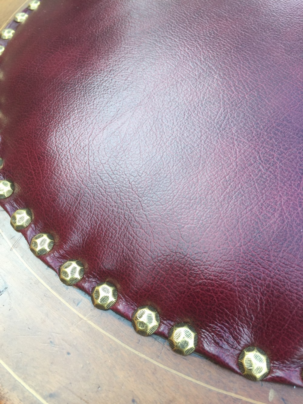 Nineteenth century inlaid mahogany revolving desk chair -red leather  View VI
