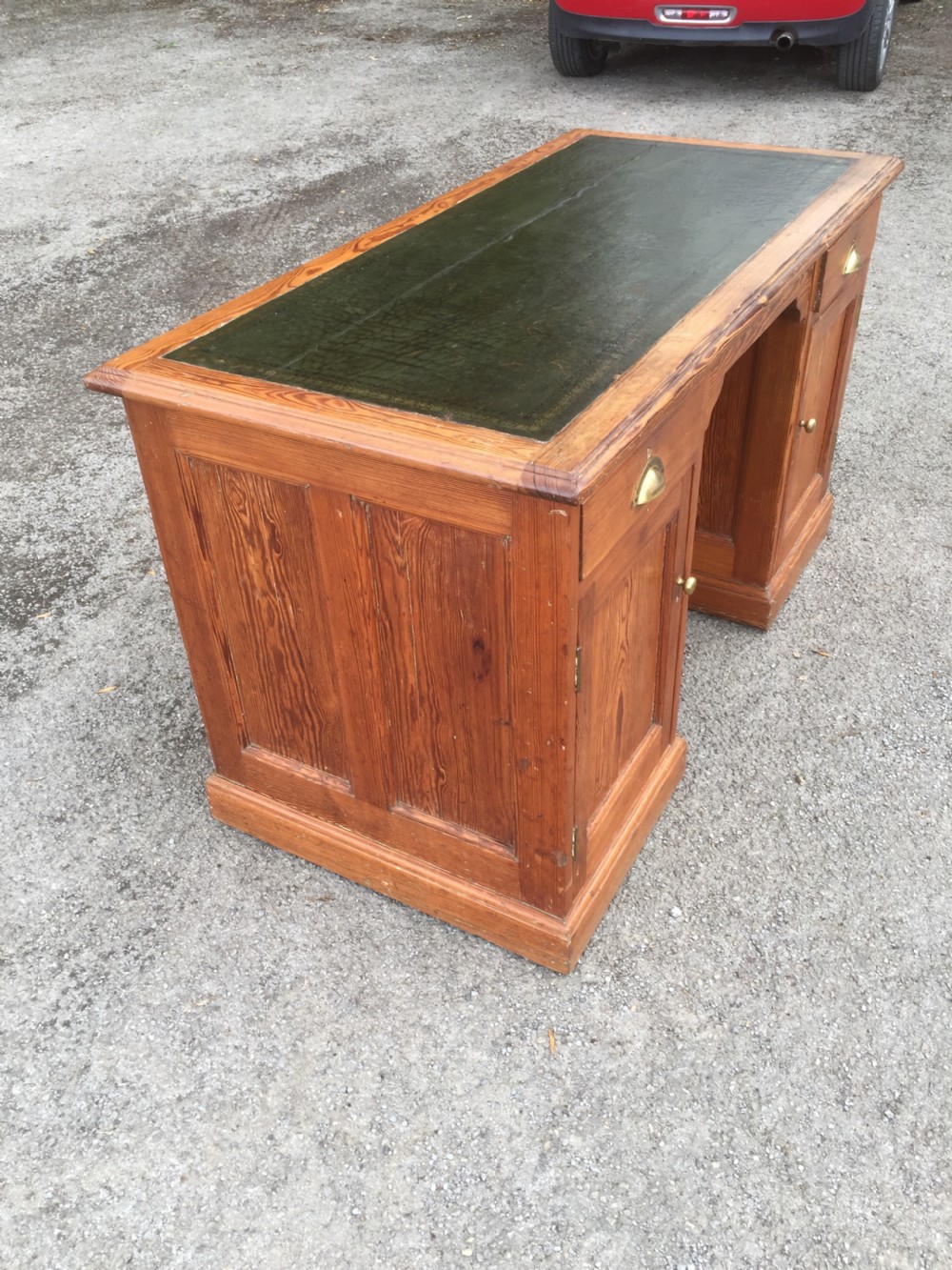 Nineteenth century solid pine teachers desk  View III