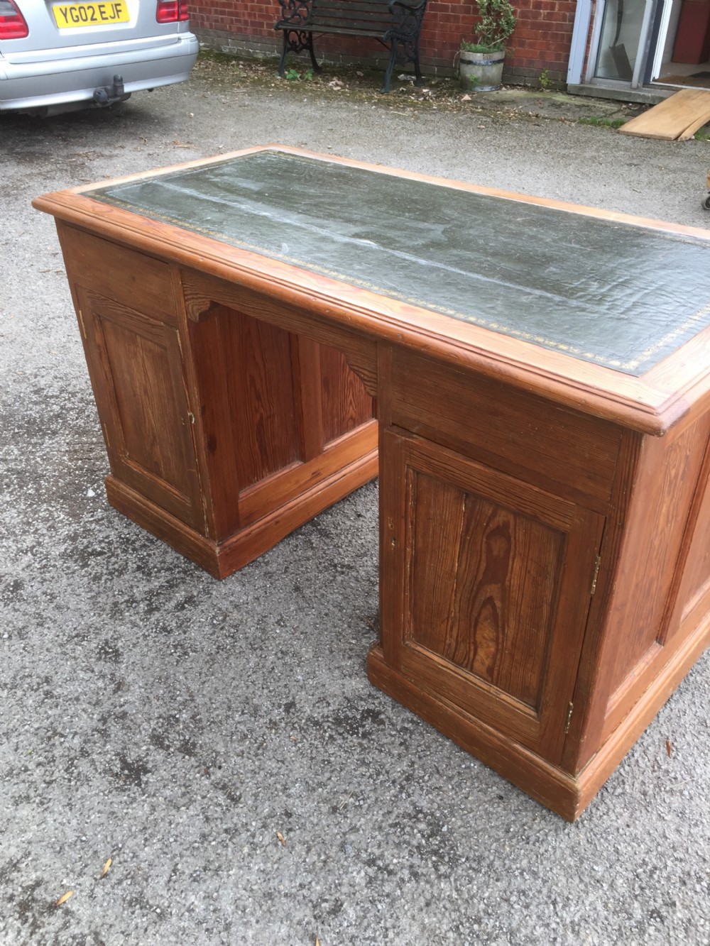 Nineteenth century solid pine teachers desk  View V