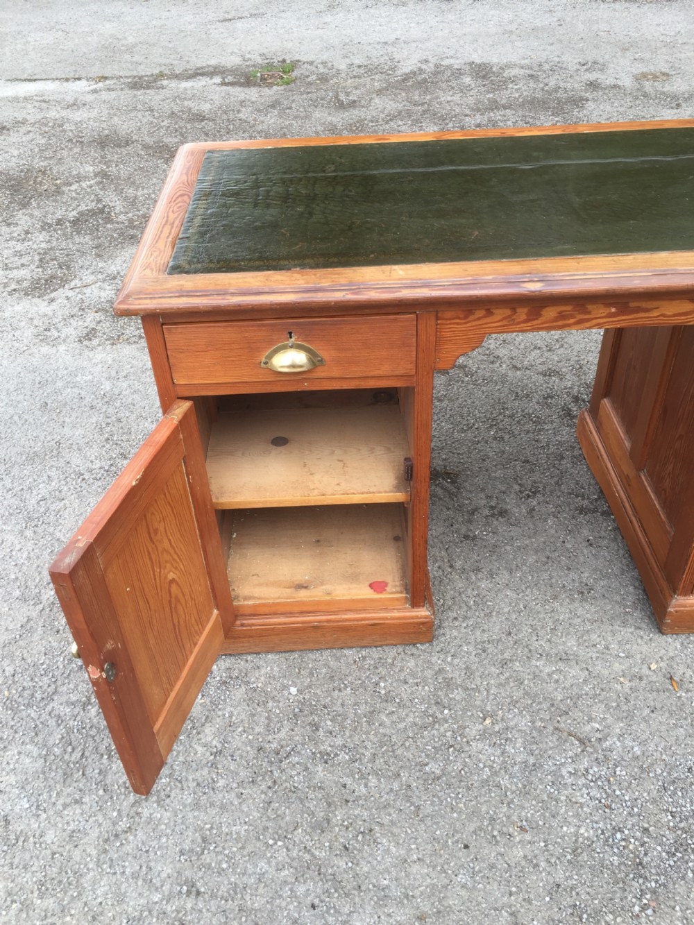 Nineteenth century solid pine teachers desk  View VII