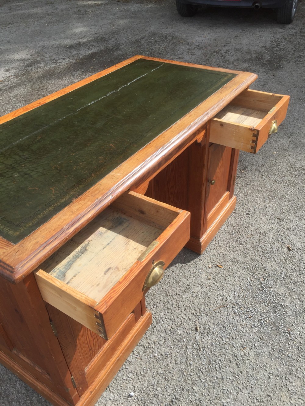 Nineteenth century solid pine teachers desk  View VIII