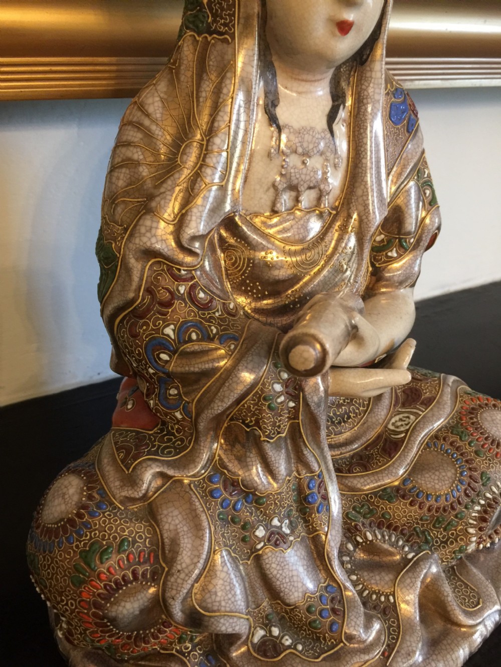Nineteenth century Meiji period satsuma figure of a seated lady  View VIII