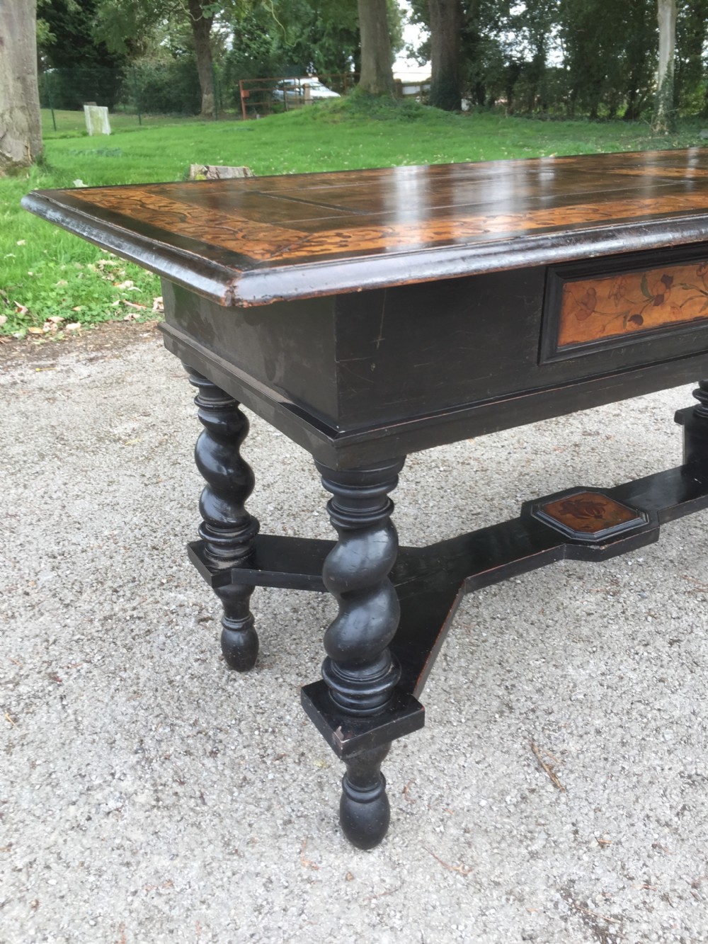 Eighteenth century Flemish marquetry side table  View V