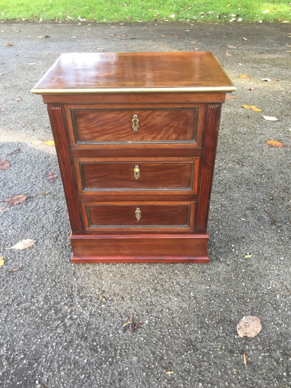 Unusual flame mahogany two drawer writing and dressing chest 