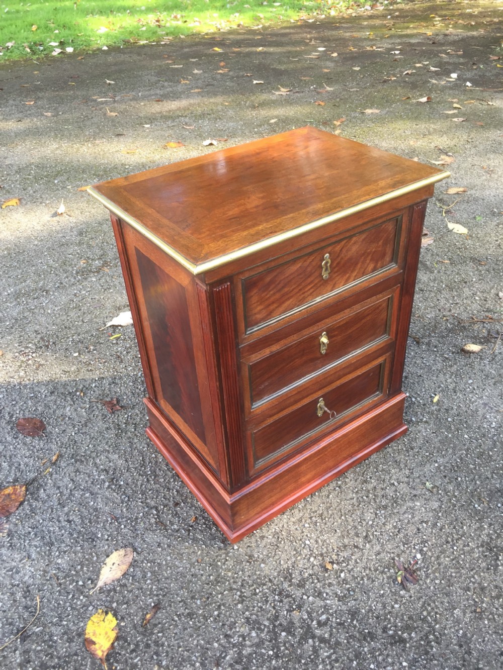 Unusual flame mahogany two drawer writing and dressing chest  View II