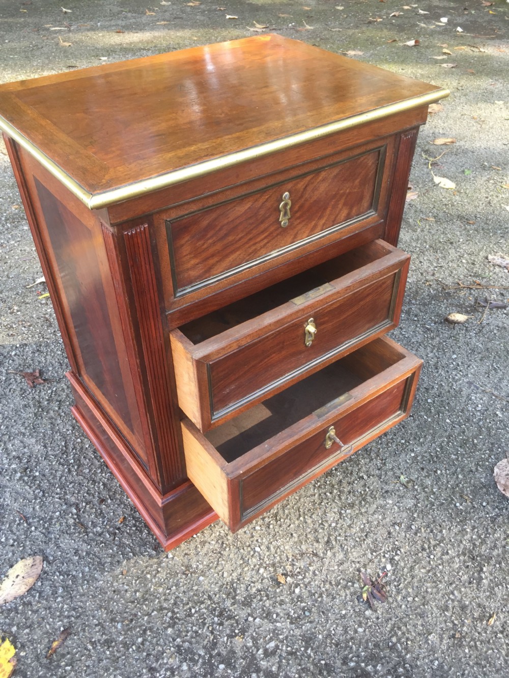Unusual flame mahogany two drawer writing and dressing chest  View III
