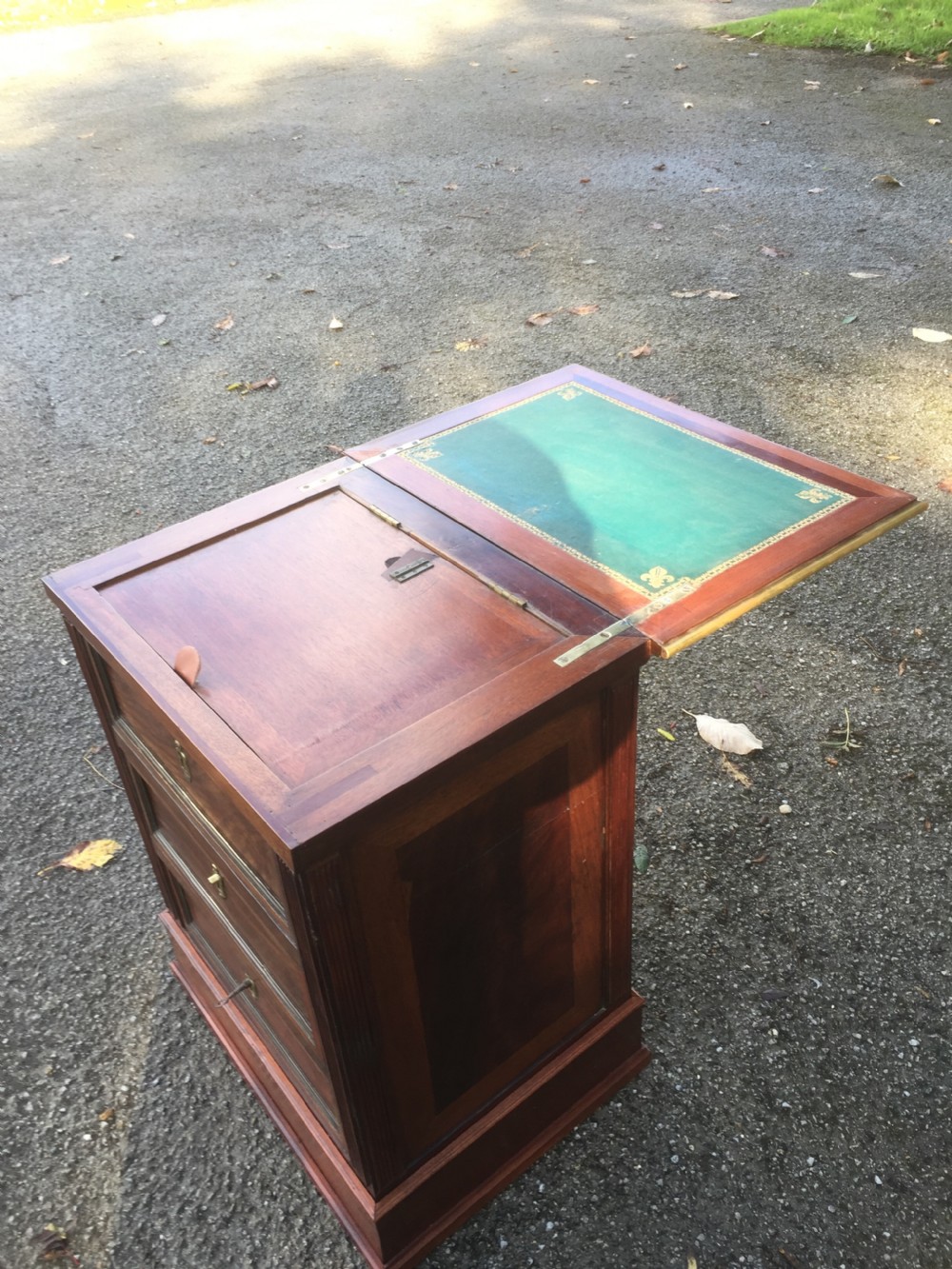 Unusual flame mahogany two drawer writing and dressing chest  View IV