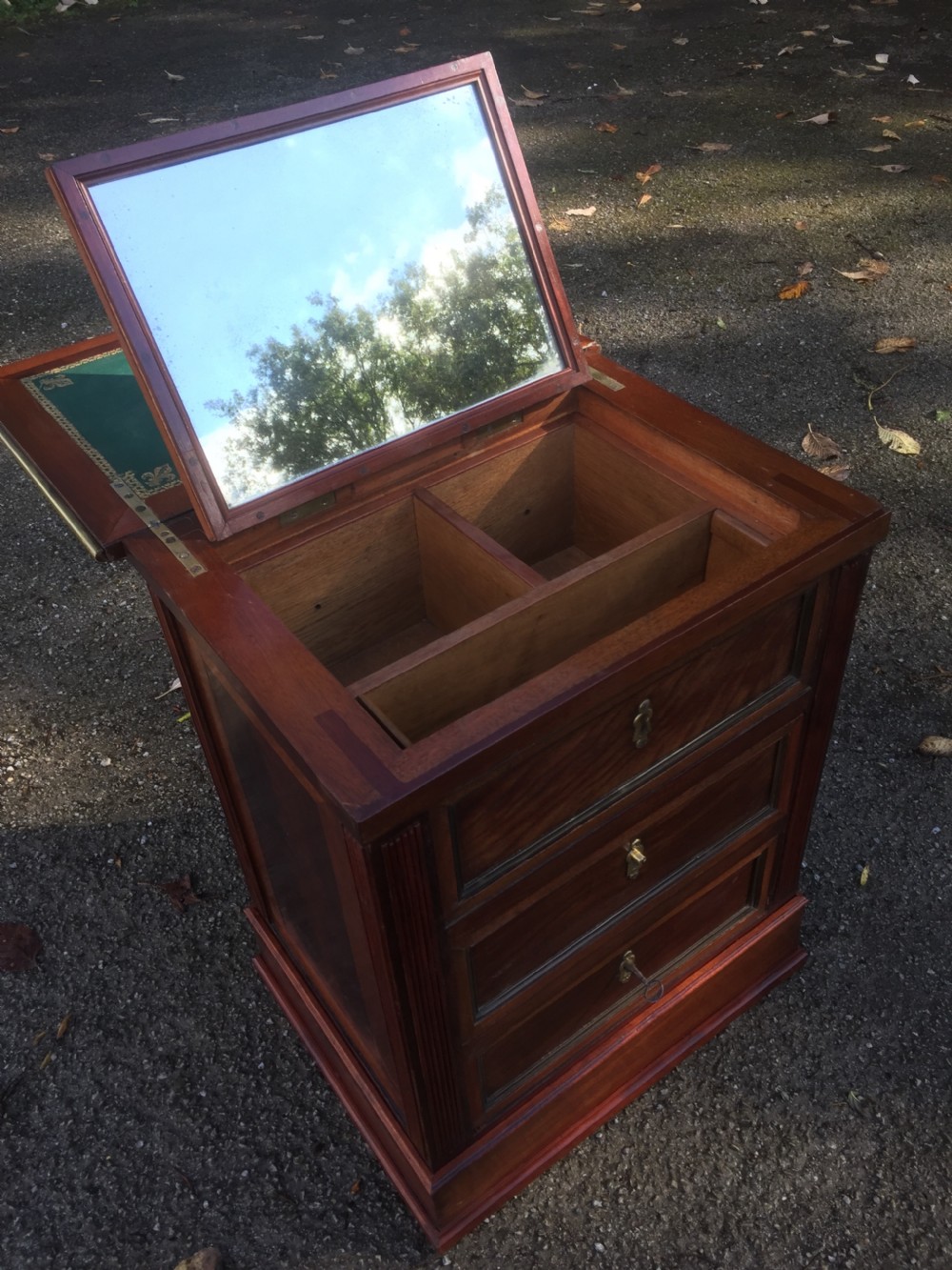 Unusual flame mahogany two drawer writing and dressing chest  View VI