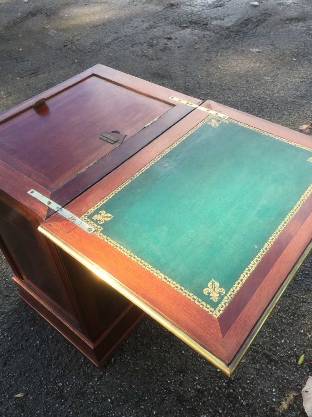 Unusual flame mahogany two drawer writing and dressing chest  View IX