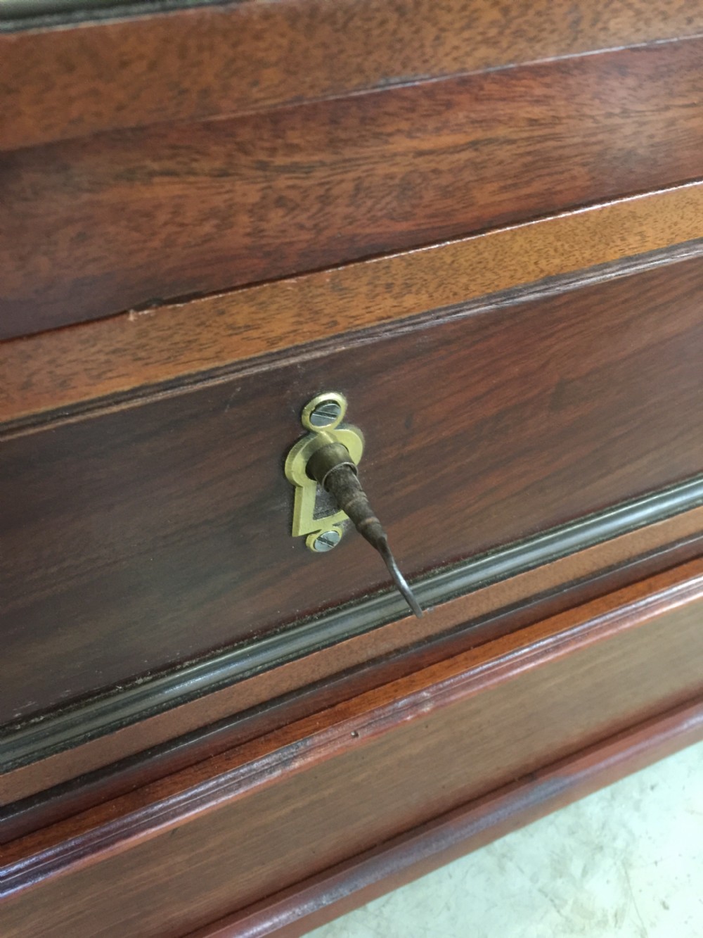Unusual flame mahogany two drawer writing and dressing chest  View XI