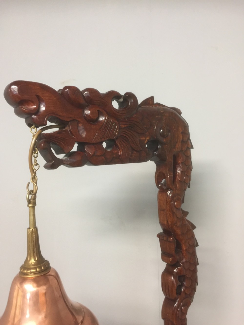 Chinese carved hardwood dragon standard lamp View IV