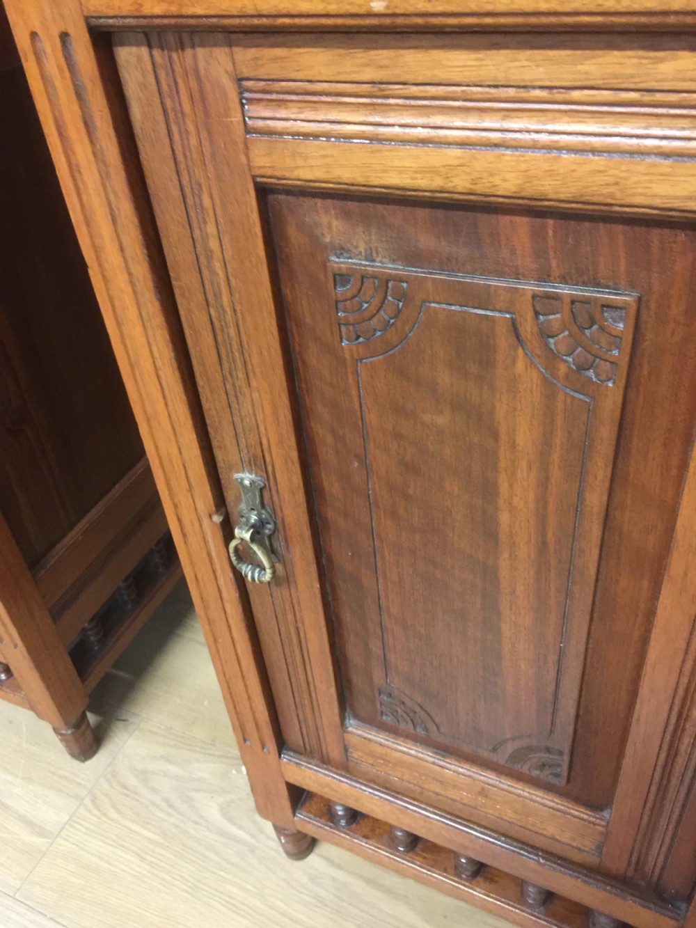 Edwardian pair of walnut bedside cabinets  View VI