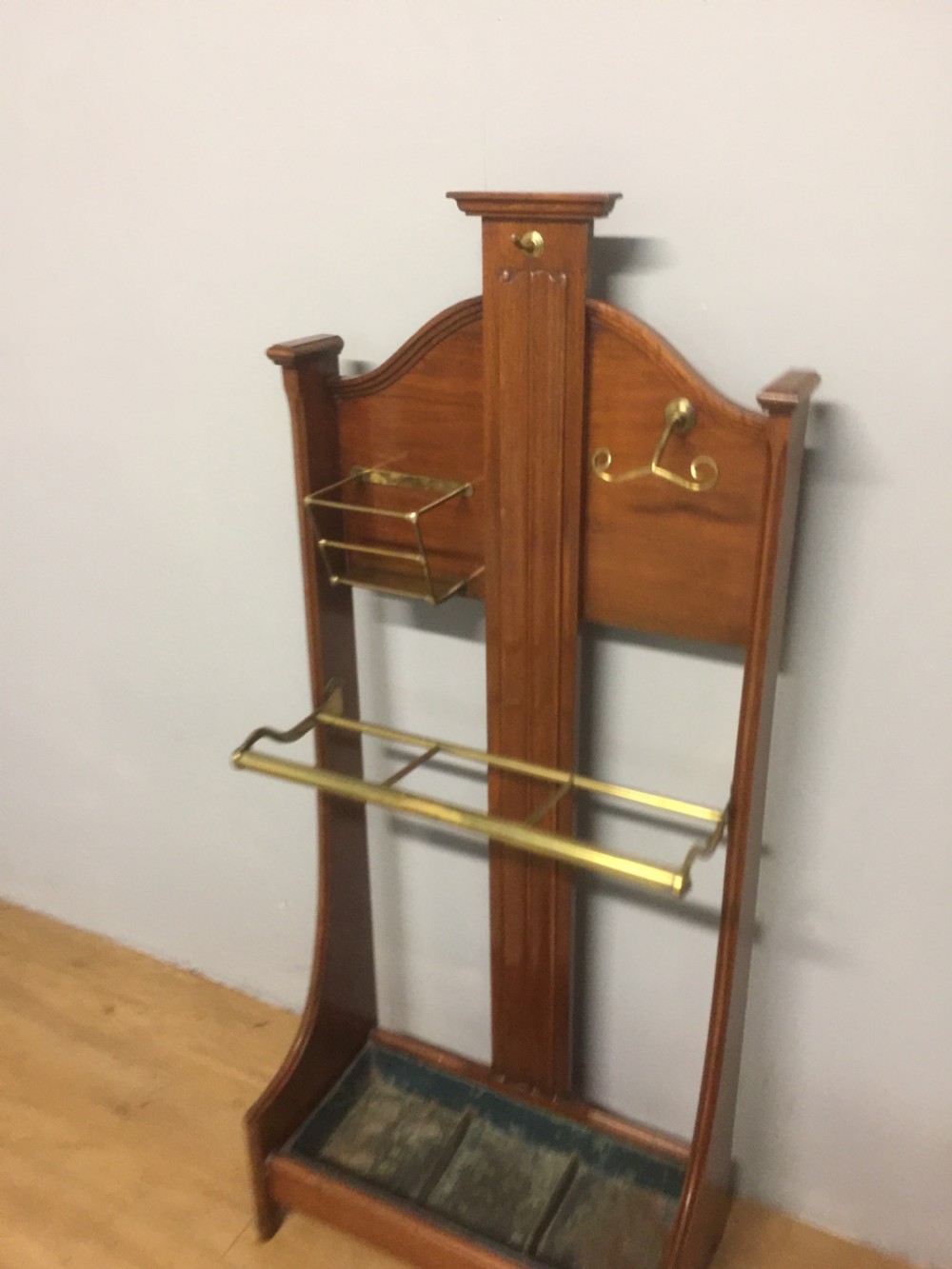 Walnut art nouveau stick stand circa 1890 View II
