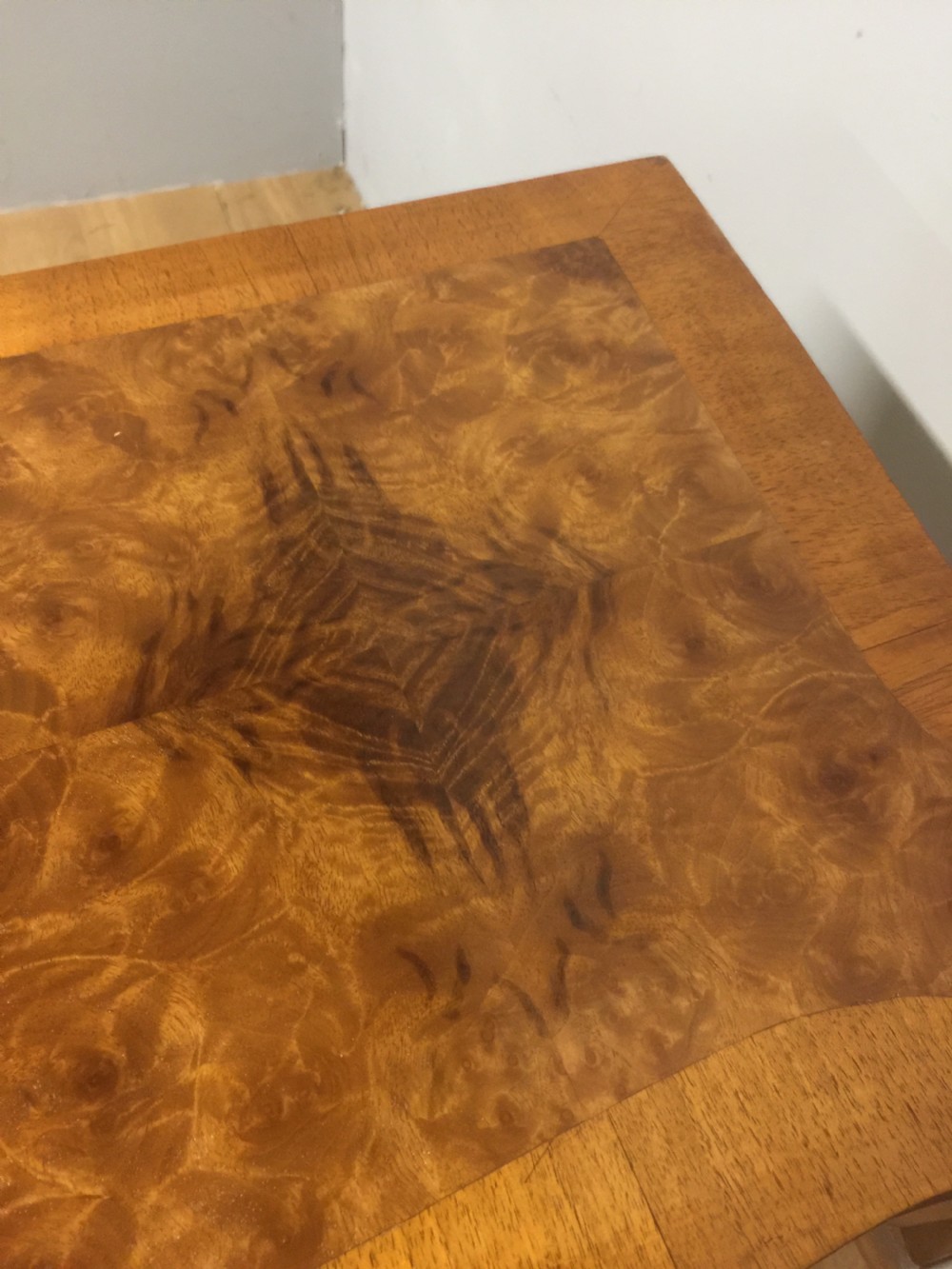 Burr walnut Queen Anne style card table  View XIII