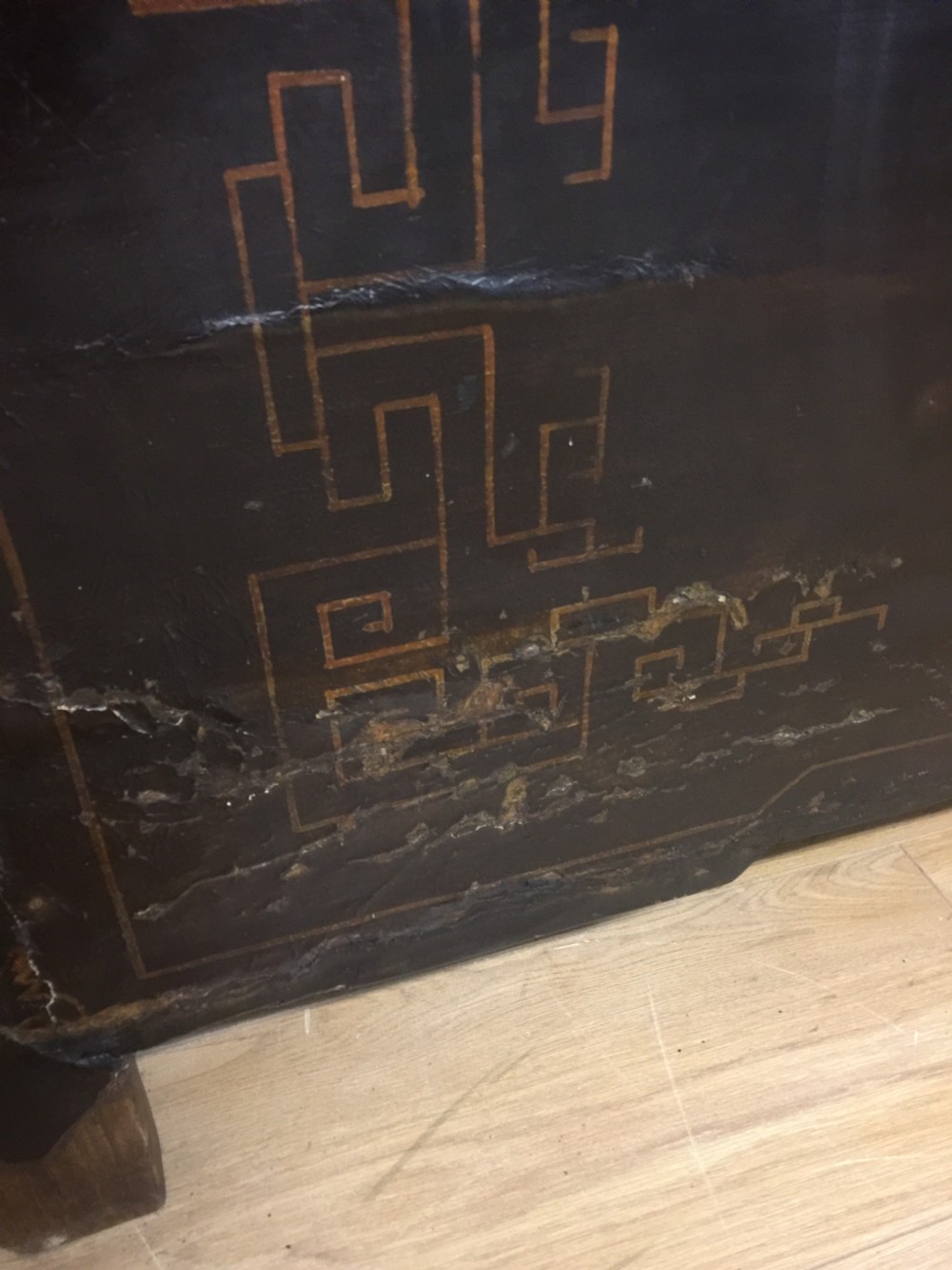 Black Chinese lacquer wedding cabinet from Hassop Hall Derbyshire  View V