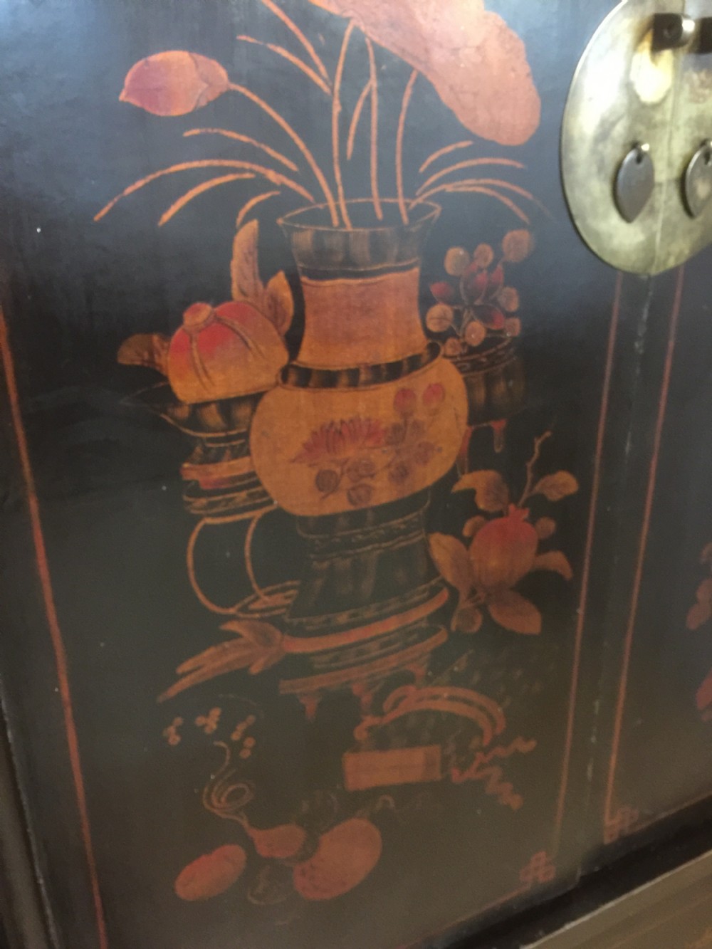 Black Chinese lacquer wedding cabinet from Hassop Hall Derbyshire  View IX