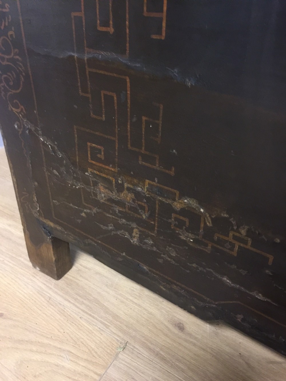Black Chinese lacquer wedding cabinet from Hassop Hall Derbyshire  View XII