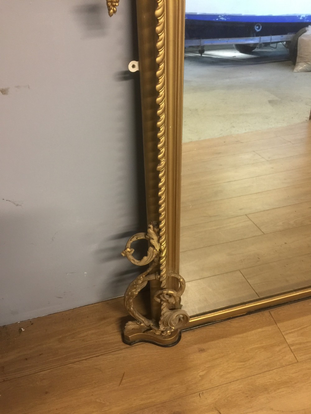 Nineteenth century giltwood carved overmantel mirror  View IV