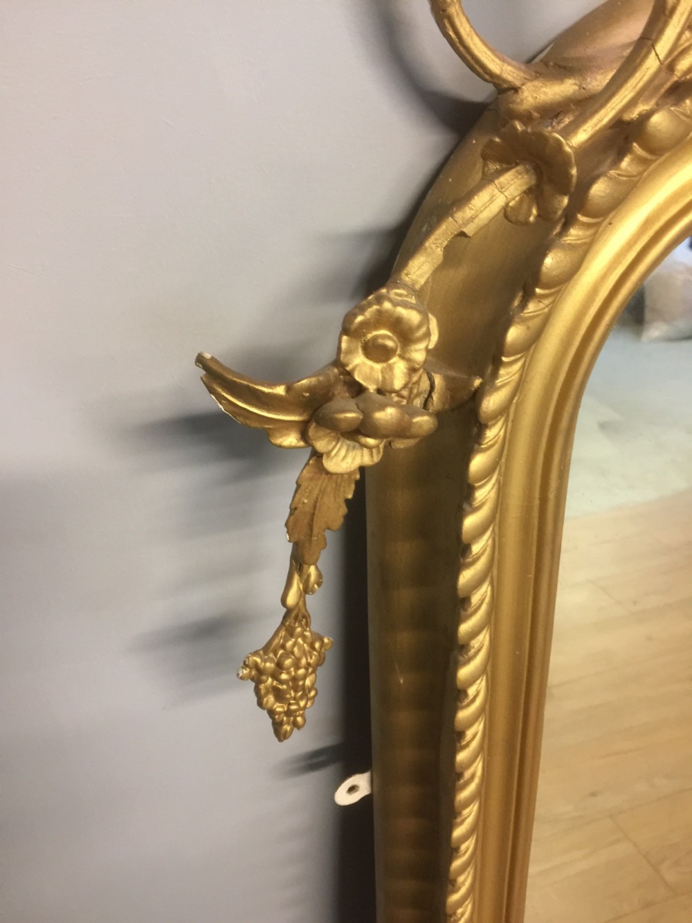 Nineteenth century giltwood carved overmantel mirror  View V