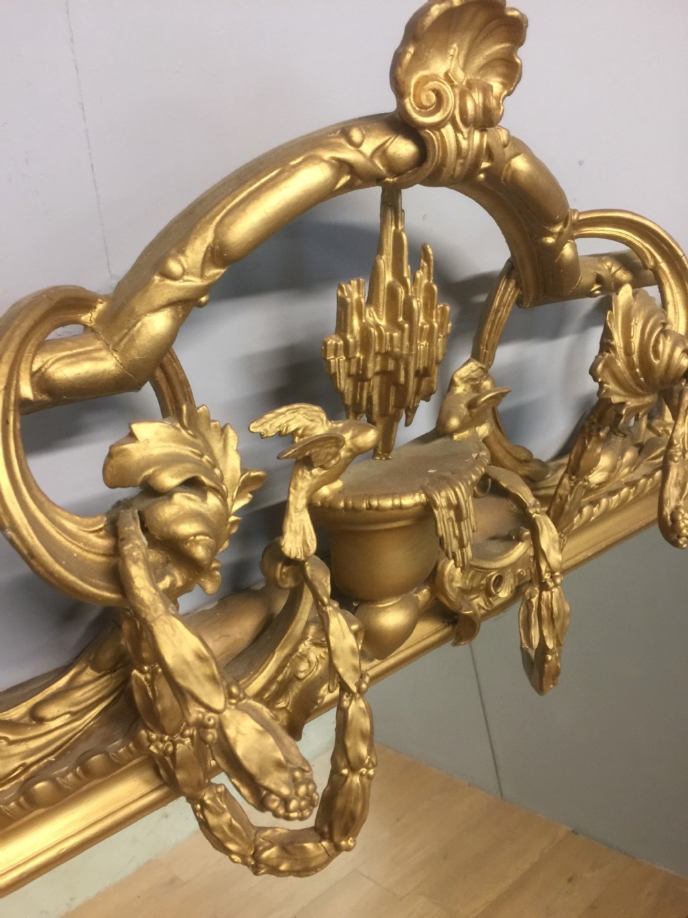 Nineteenth century giltwood carved overmantel mirror  View VI