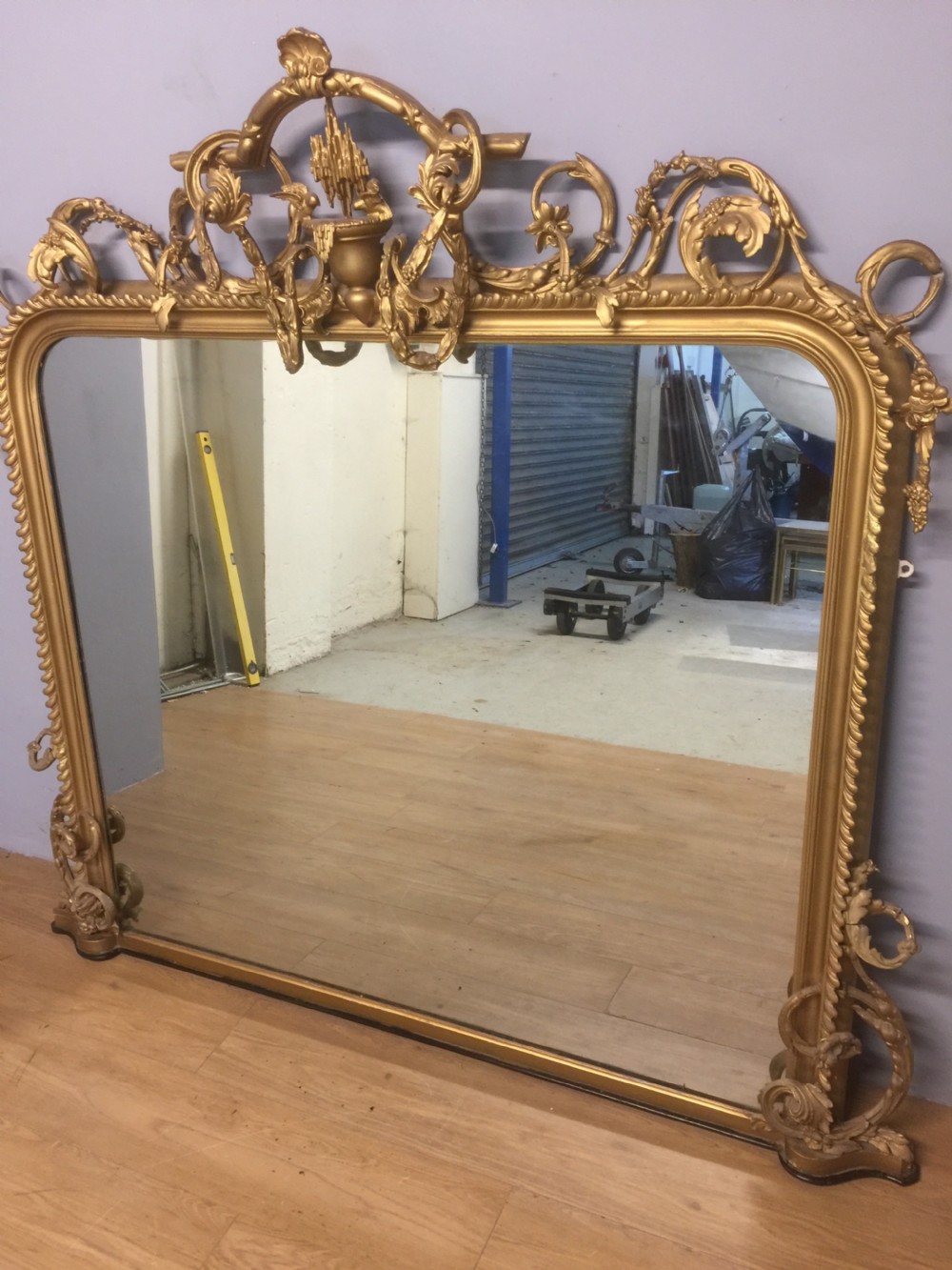 Nineteenth century giltwood carved overmantel mirror  View IX