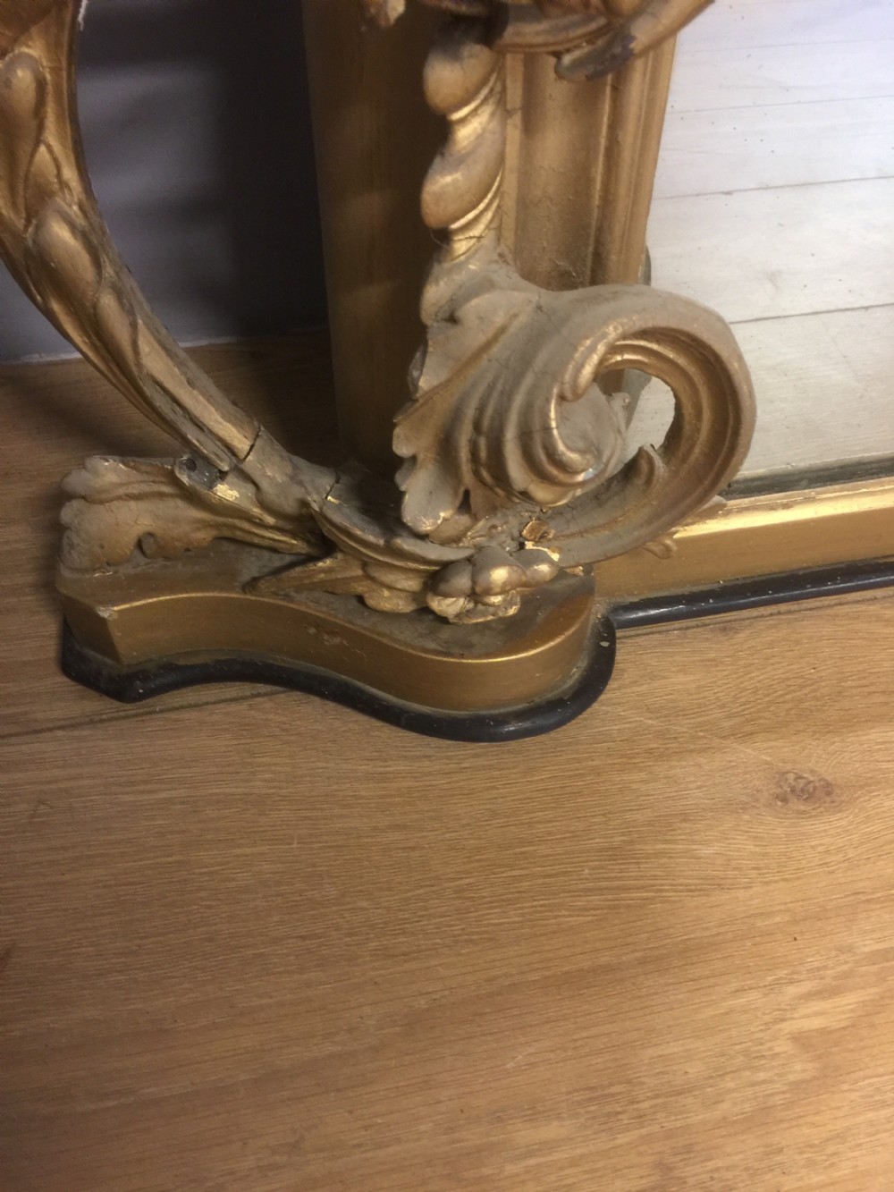 Nineteenth century giltwood carved overmantel mirror  View X
