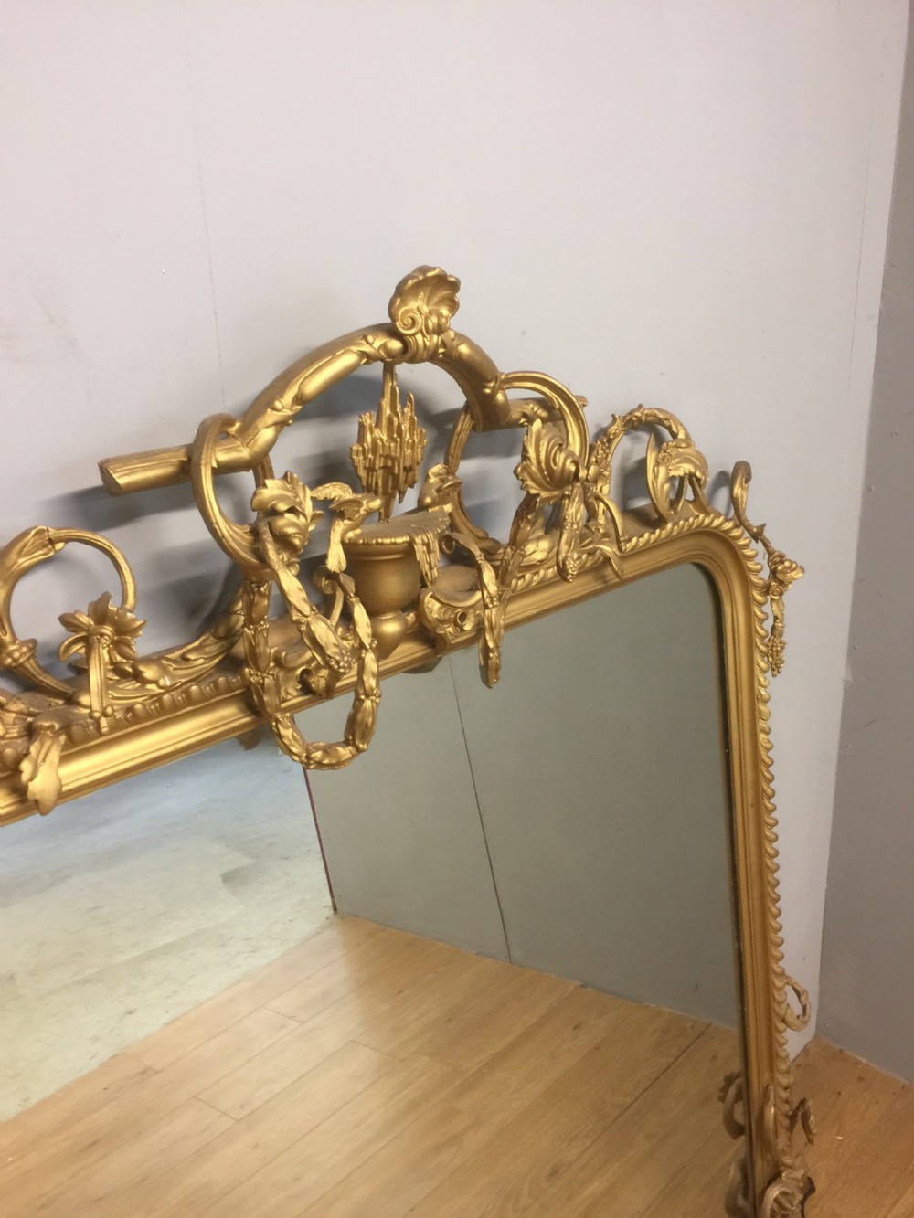 Nineteenth century giltwood carved overmantel mirror  View XIV