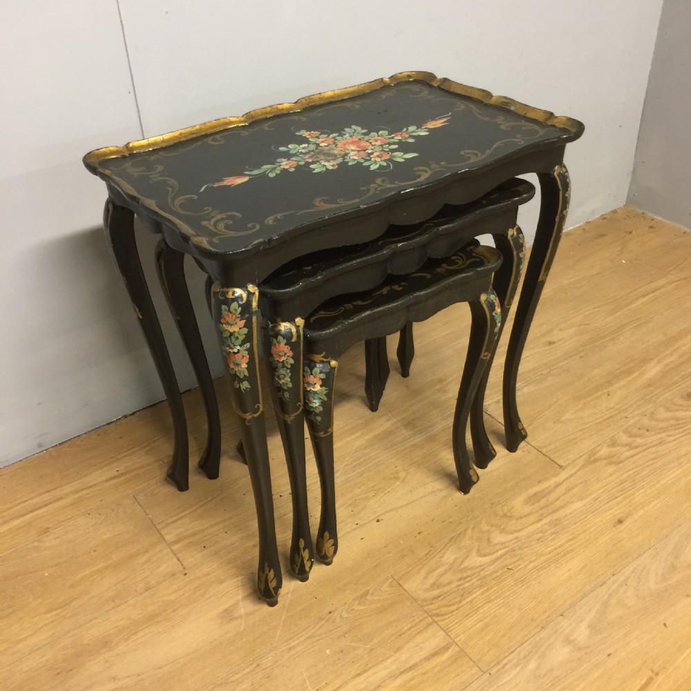 Italian Florentine Hand painted nest of three tables 