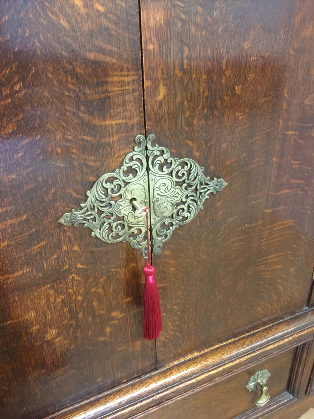 Jacobean style oak side cabinet by Leemings, Halifax View III