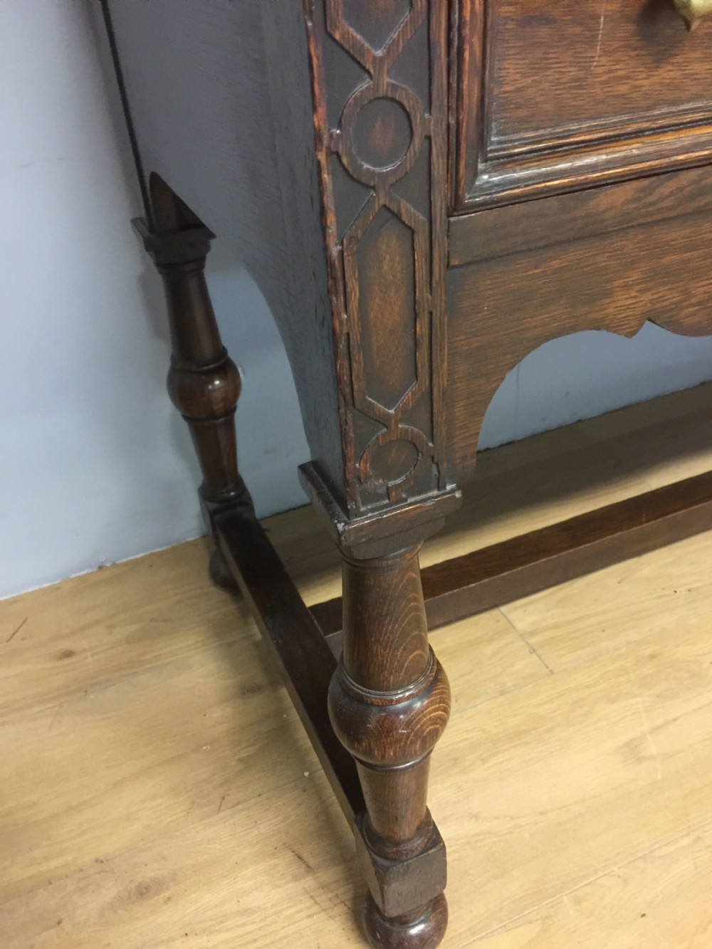 Jacobean style oak side cabinet by Leemings, Halifax View VI