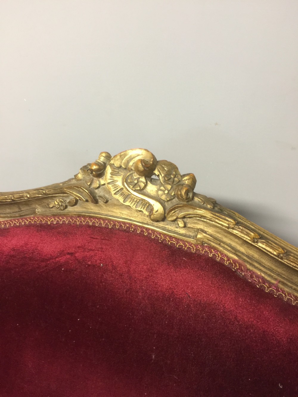 Pair of late nineteenth century gilt framed winged armchairs  View IV